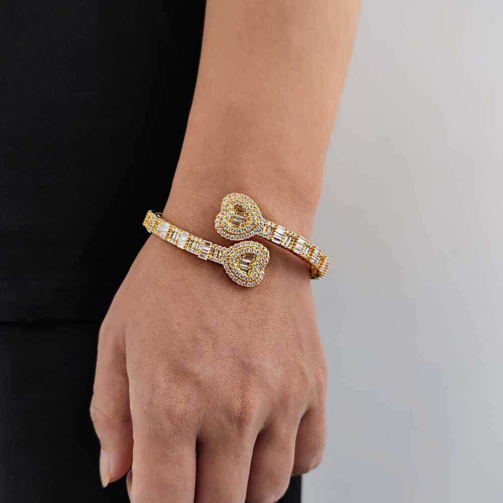 New Heart-Shaped Zircon Punk Style Rap Hip-Hop Bracelet Jewelry 02d0