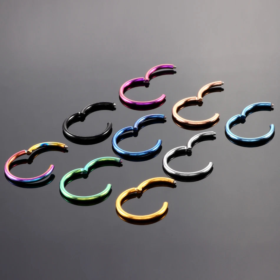 1PC G23 Hinged Segment Nose Ring 16g 14g Nipple Clicker Ear Cartilage Tragus Helix Lip Piercing Unisex Fashion Jewelry 250613