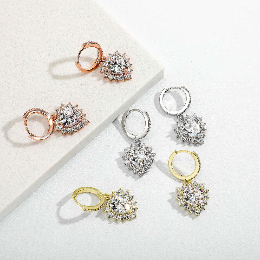 Jewelry Gold Australian Heart-shaped Zircon Earrings Ins Internet Celebrity High-end Design Sense Women's Trendy Ear Accessories