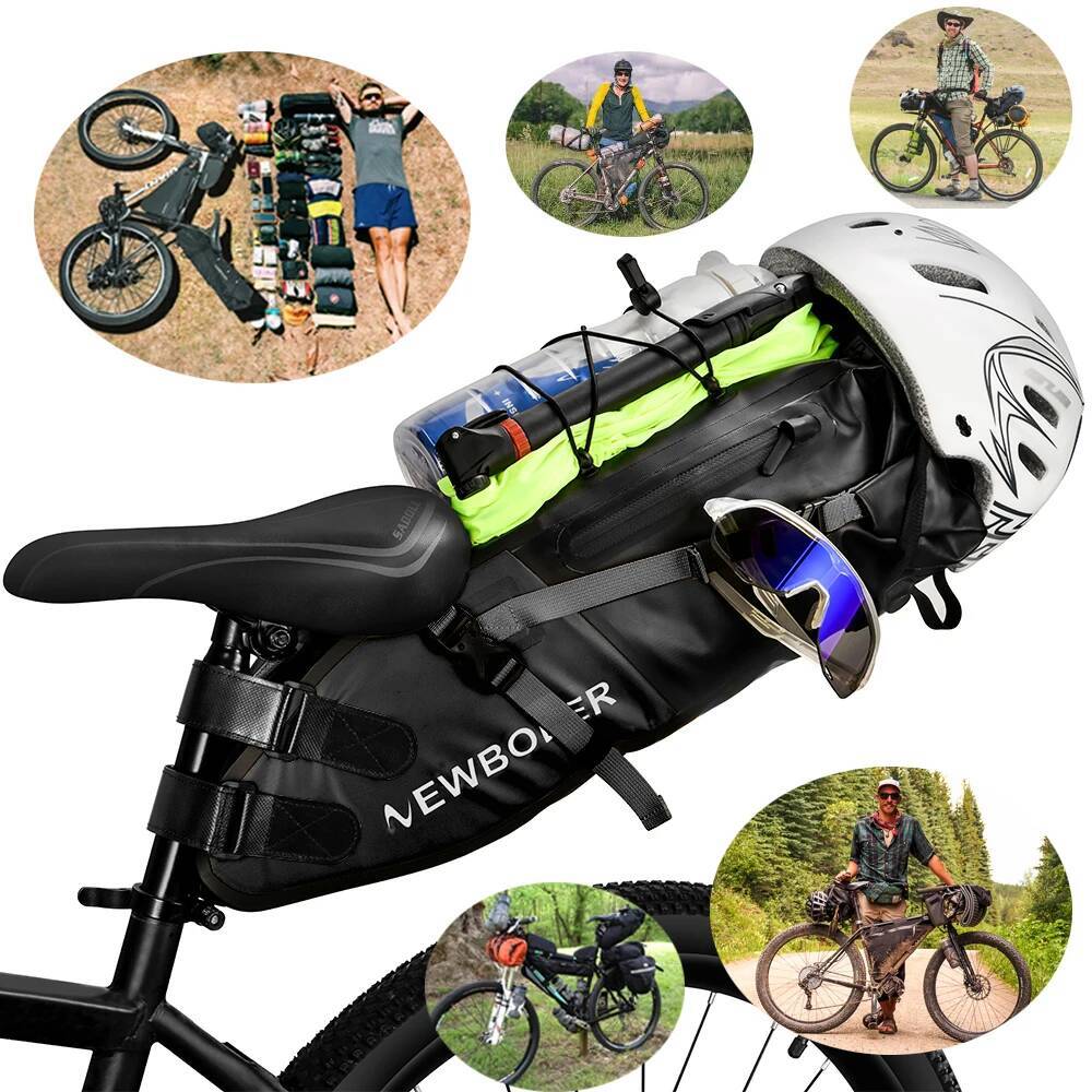 NEWBOLER Bike Waterproof Bicycle Saddle Reflective Large Capacity Foldable Tail Rear Bag Cycling MTB Trunk Pannier Black designer bag