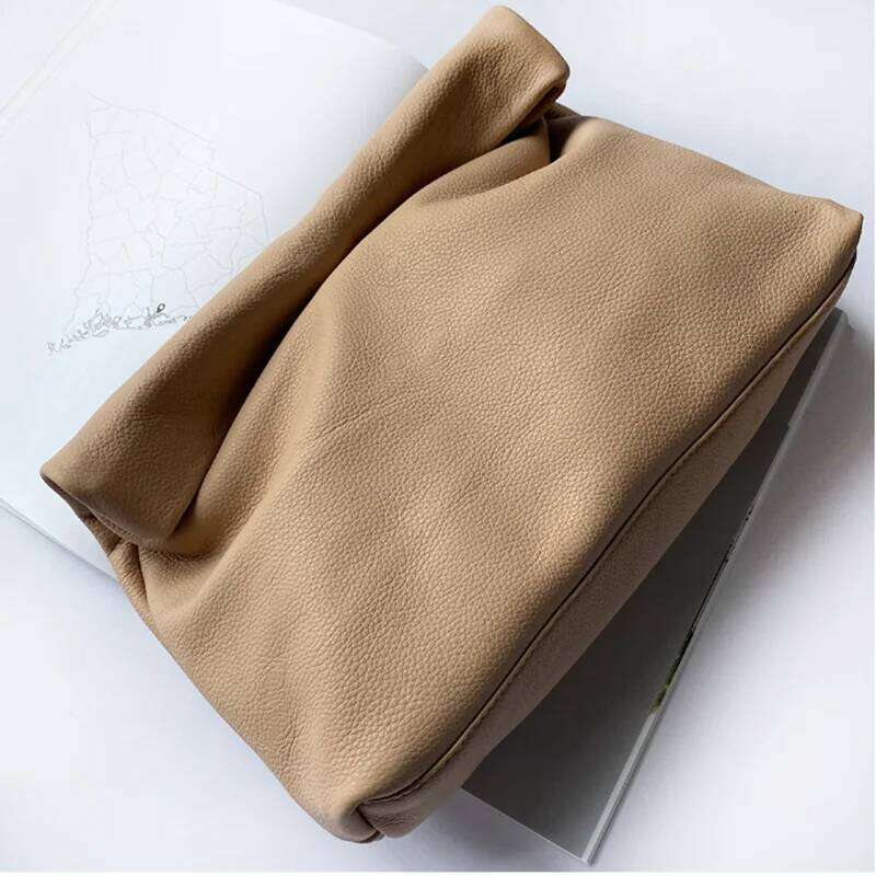 Genuine Leather Design Crimping Handbags New Clutch Bag Evening Phone Pocket Women's High Quality