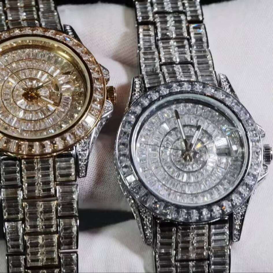 Men's Hip Hop Brand Full Iced Jewelry Gold Fashion Men 2025 New Moissanite Dia Wristwatch