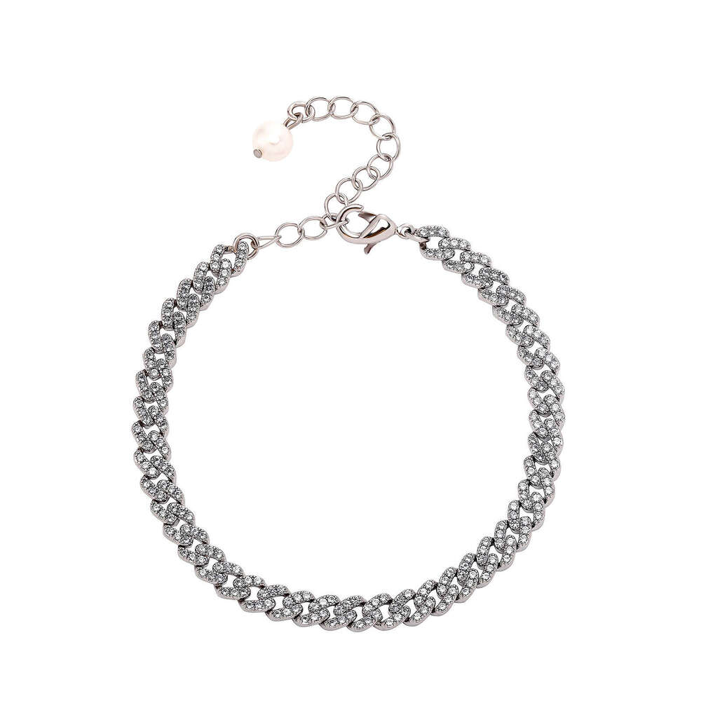 Cuban Bracelet Punk Hip Hop Unisex Color-Retaining Chain Natural Pearl Pendant Gold Australian