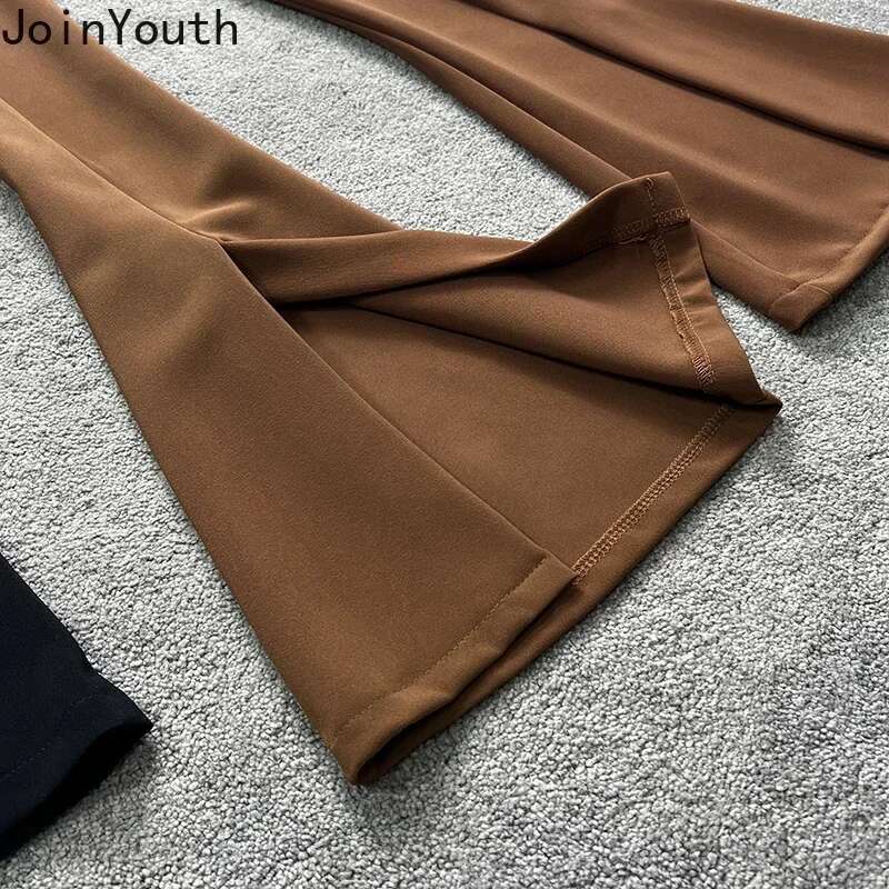 Korean Pants for Women High Waist Slim Trousers Split Flare Pants Summer Fashion Pantalonn Femme 2025 New Bottoms Y2k Clothes