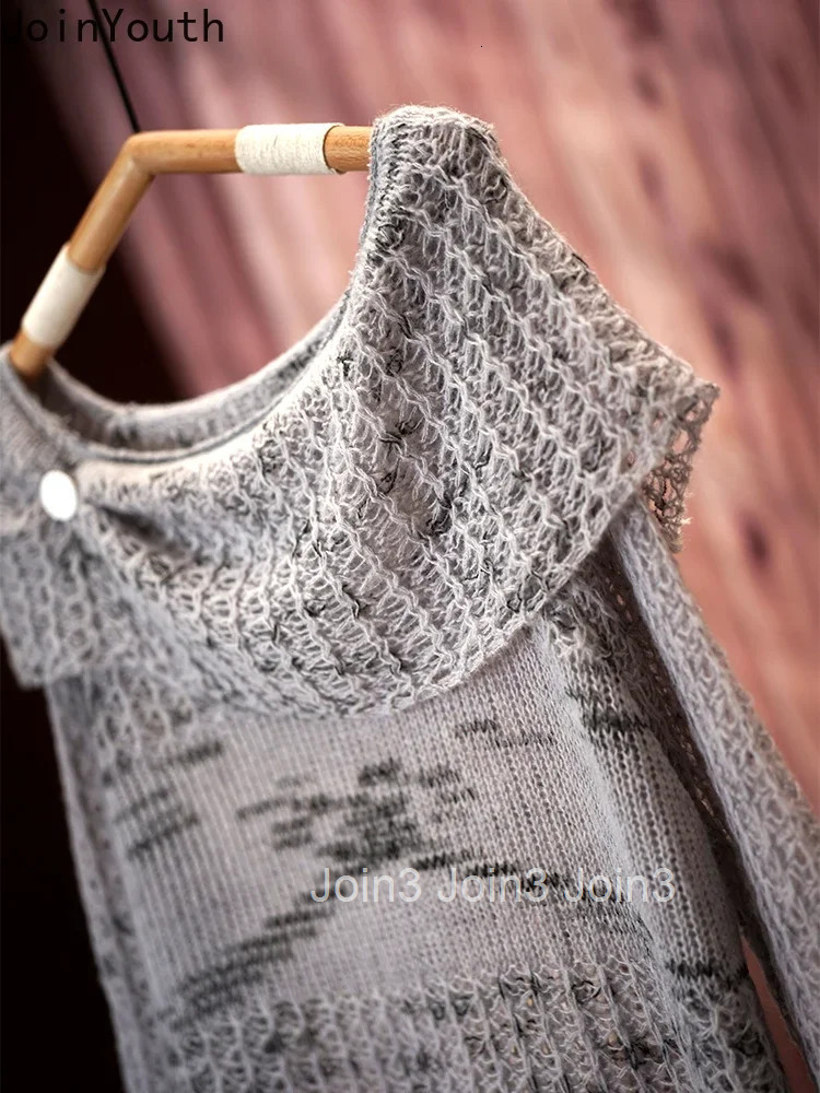 Fashion Tops Sueter Mujer Knitting Pullovers Womens Clothing Slash Neck Jumper Hollow Out Casual Chic Sweater Tops Pull Femme