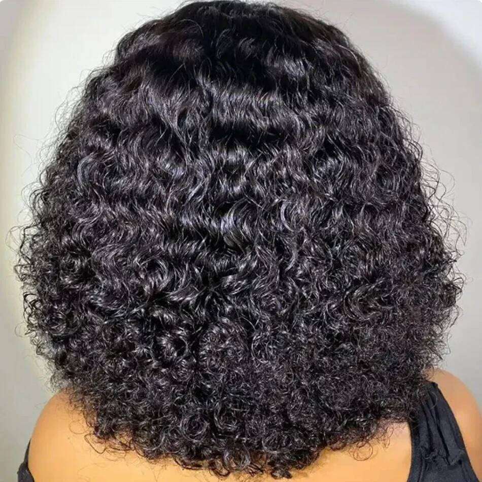 Short Bob Kinky Front Human Hair Wigs Cheap Black Deep Wave Curly Lace Frontal Wig For Women Wholesale