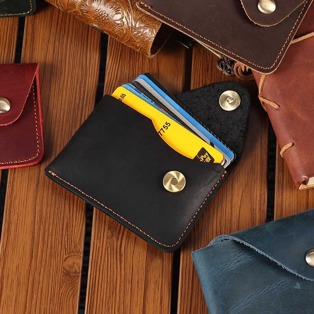 Vintage Cow Leather Holder Bank Slim Cardholder ID Card Holders for Men Mini Card Wallet Z250621