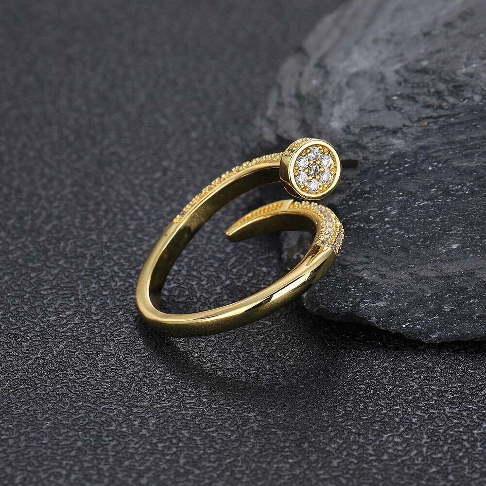 New Nail Copper Inlaid Zircon Versatile Trendy Brand Unisex Hip Hop Ring a213