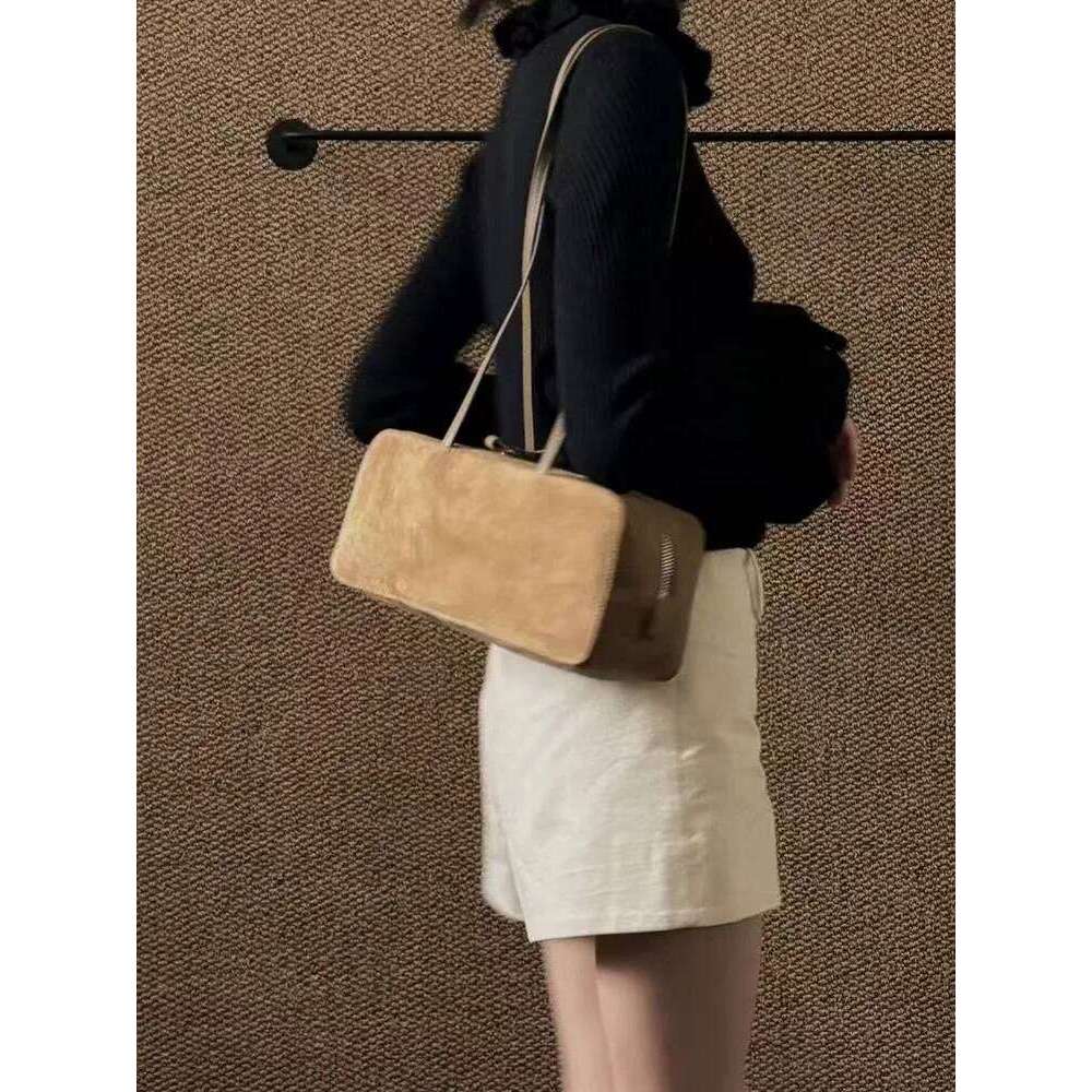 Office Women Genuine Leopar Fashion Classic Shoulder Zipper Softshell Suede Leather Large Capacity Commuting Underarm