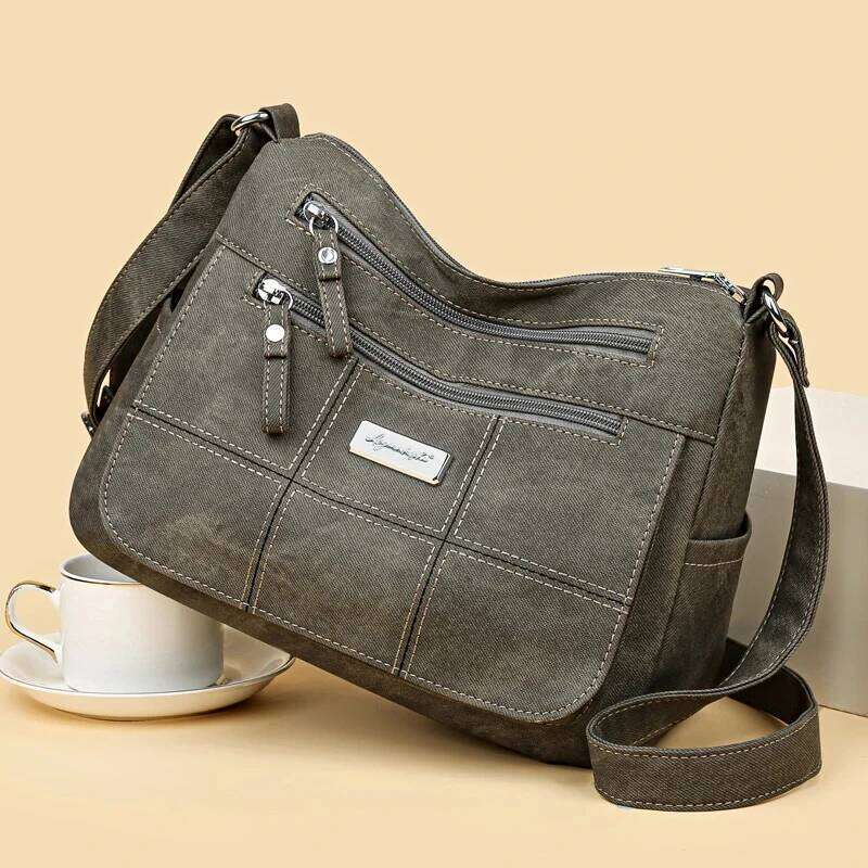 Canvas Fashion Multi-Functional Outdoor Women's Commuter Large Capacity Shoulder Bag Crossbody