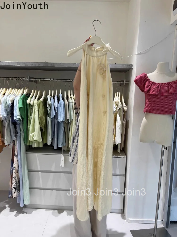 Summer Dress Womens Clothing Loose Sleeveless 3D Floral Robe Femme 2025 Vestidos De Mujer Solid Color Chic Loose Korean Dresses