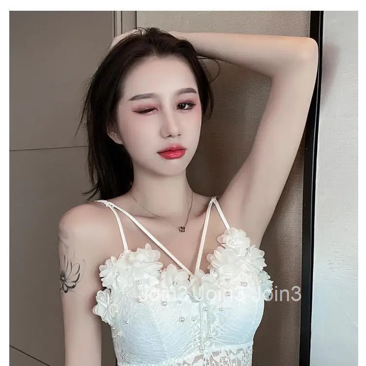 Women Vest Heavy Beading Tassel Floral Crop Tops Tunic Fashion Sexy Summer Camis 2025 Ropa Mujer Lace Sweet Korean Tanks 7p468
