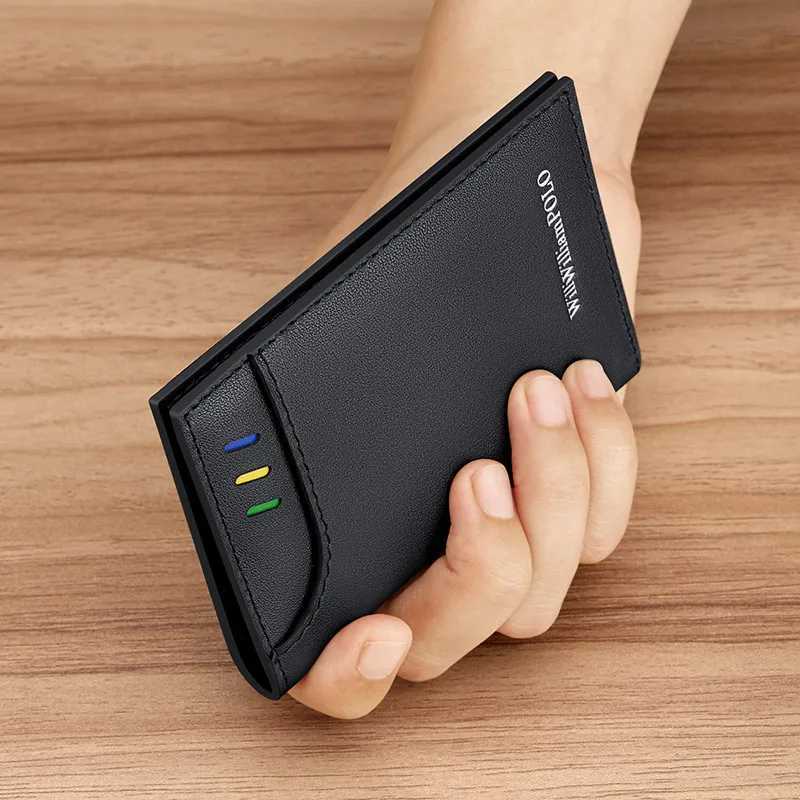 Leather mini card bag fashionable and ultra-thin mens card holder personalized small wallet Z250621
