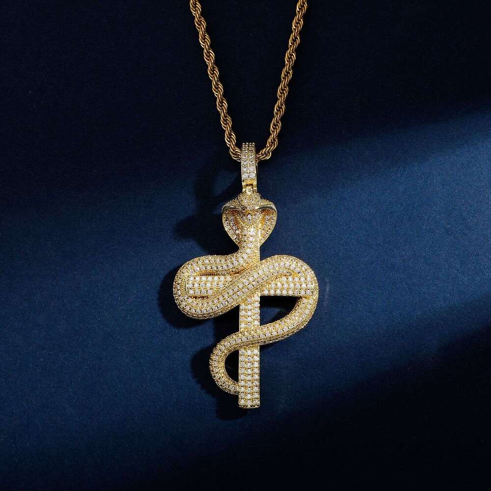 Unique Animal Pendant Simple Metal Texture Cobra Cross Necklace Jewelry