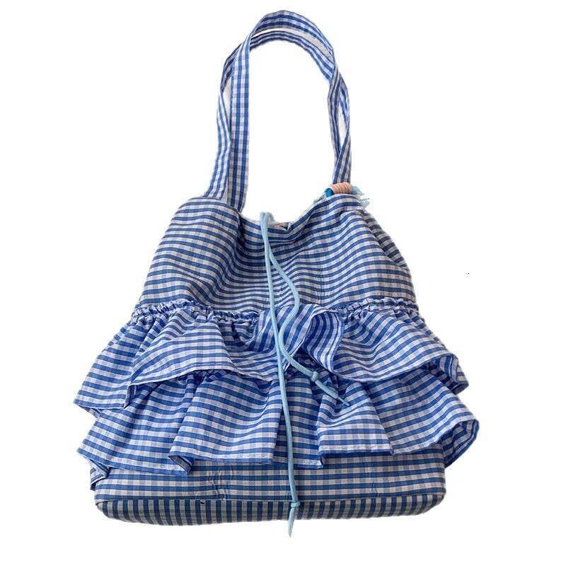 Girls' Academy Style Plaid Canvas for designer bag Women 2025 New Fashion Korean Version Underarm Tote Large Capacity Lace Bag