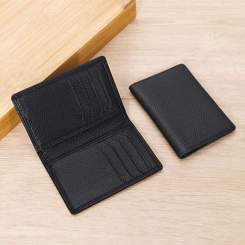 Portable Genuine Leather Card Holder Wallet Men Multi Slots Bank Case ID Bus Card Holder Minimalist Cardholder Bag Z250621