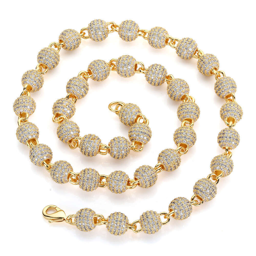 Round Bead Chain Copper Inlaid Zircon Men's Necklace INS Style Personality Trend Hip Hop Accessories 42e4