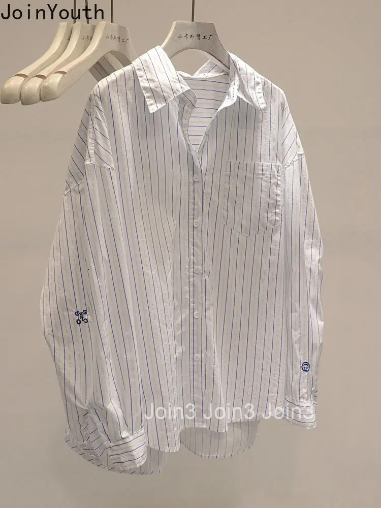 2025 Camisas De Mujer Striped Fashion Blouse for Women Long Sleeve Casual Oversized Tops Embroidery Vintage Shirts Blouses 7o306