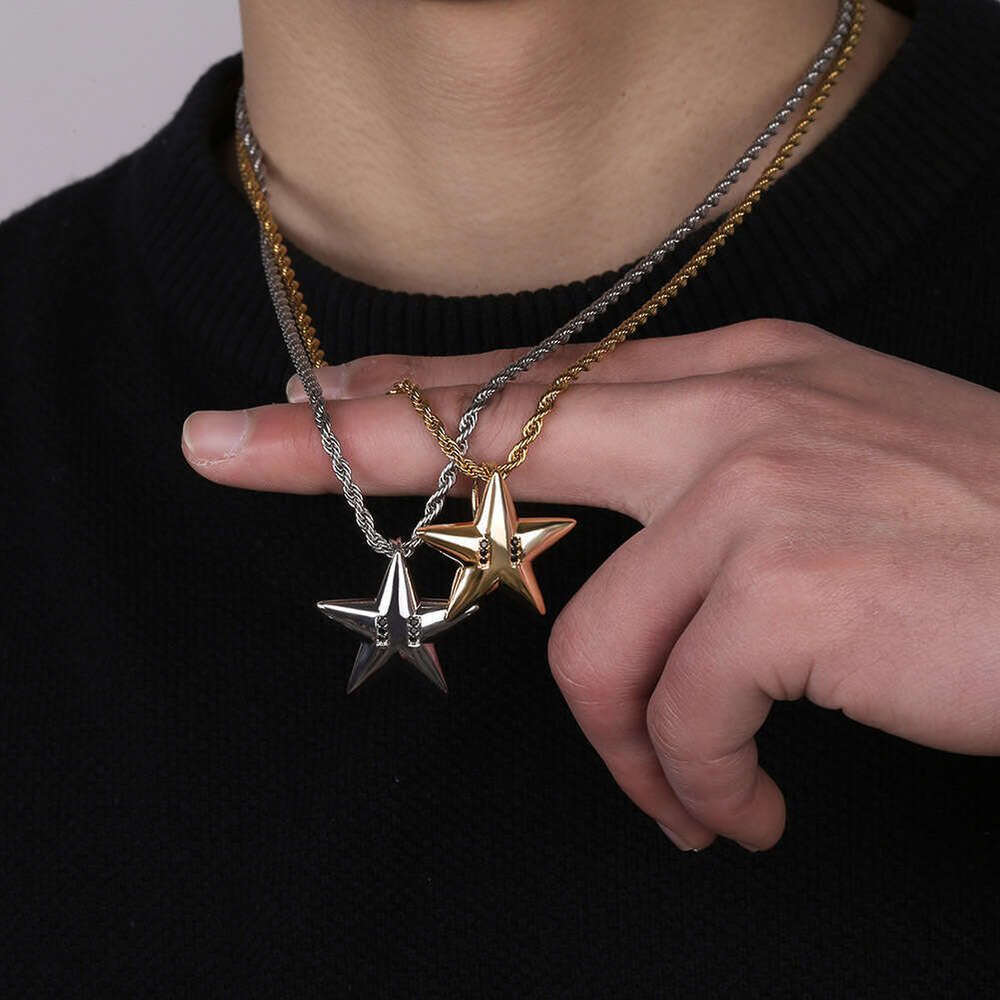 Live Streaming Hot-Selling Accessories Five-Pointed Star Hip-Hop Unisex Pendant Gold-Plated Jewelry Necklace