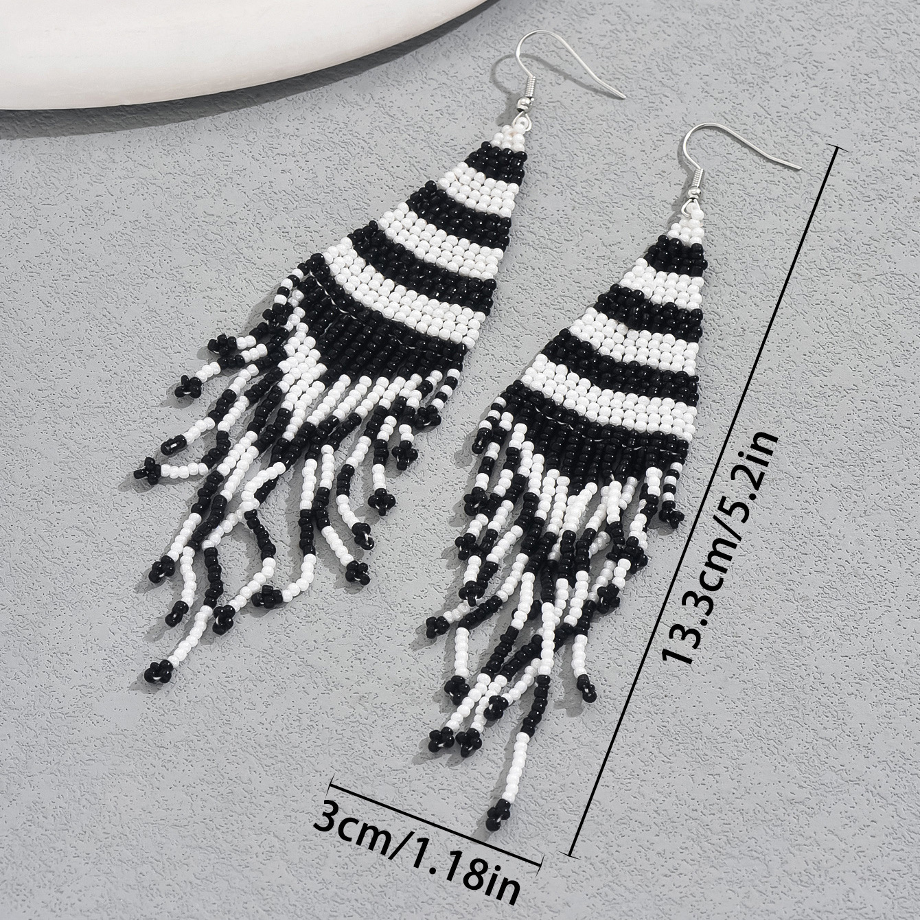 Style Simple Beaded Earrings Tassel Design Rice Bead Studs Textured Ear Pendants