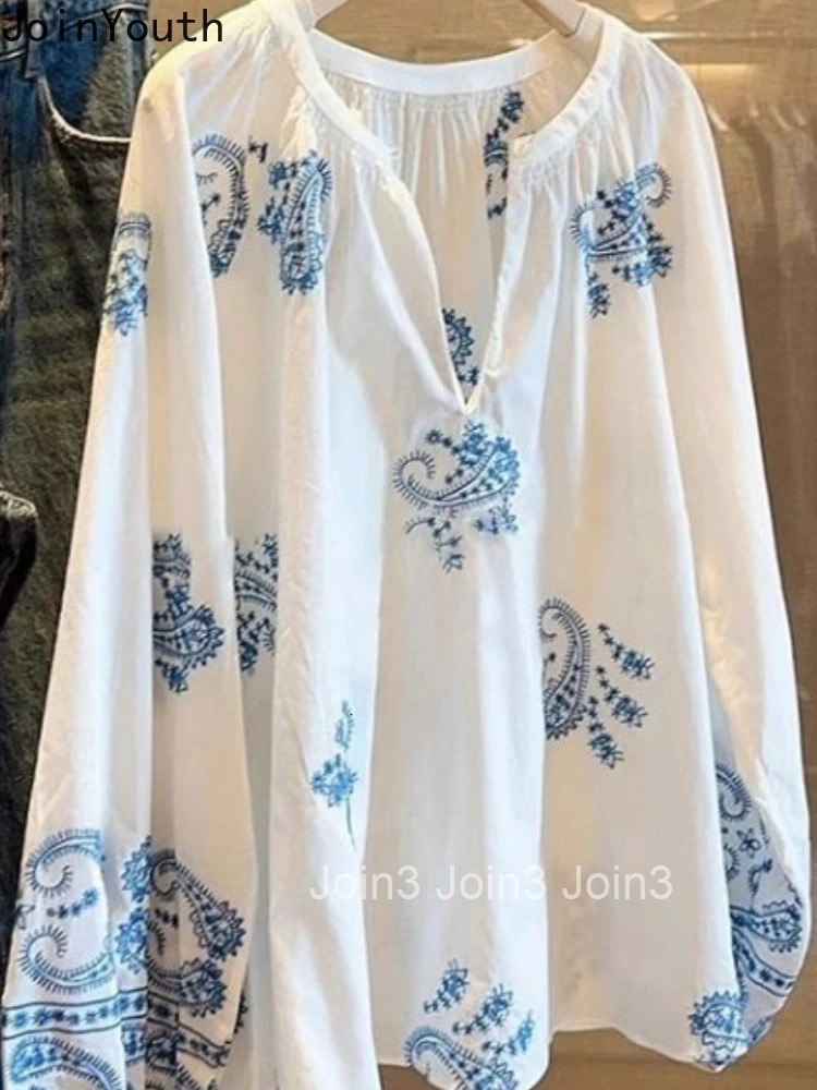 Women Clothing Indie Folk Long Sleeve Blouse Fashion Oversized Shirts 2025 Blusas Mujer De Moda Floral Embroidery Blouses Tops