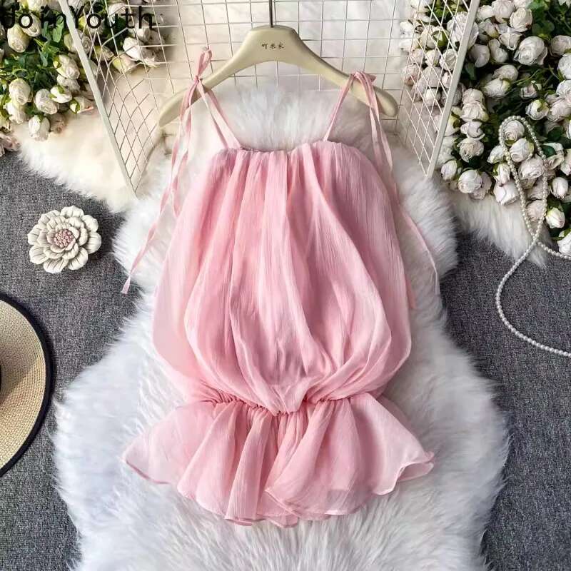 Sweet Tanks for Womens 2025 Ropa Mujer Solid Color Sleeveless Tees Ruffles Off Shoulder Sling Vest Fashion Summer Crop Tops