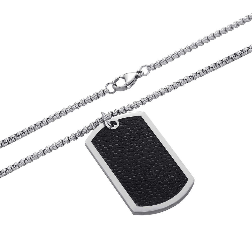 Jin Ao Direct Stainless Steel Head Portrait Niche Simple Soldier Badge Leather Pendant Men's Necklace