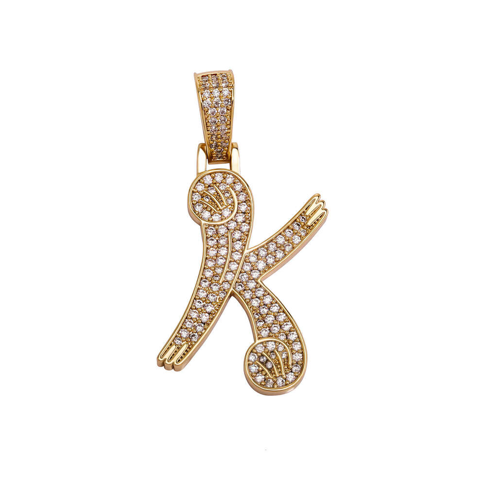 Jin Ao Design Chinese Hip-Hop Pendant Full Dia Zircon Enamel Double-Sided English Letter National Style Necklace