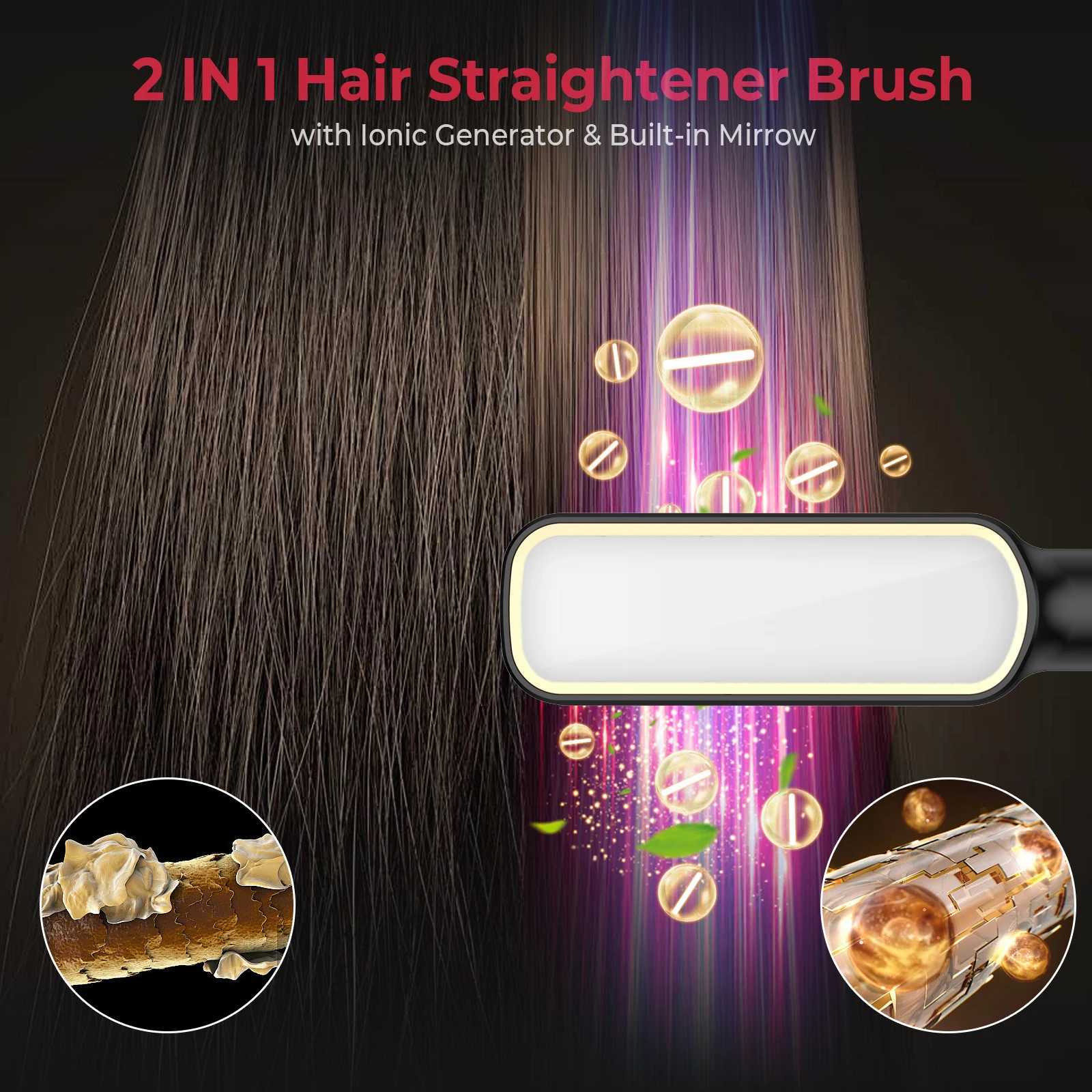 Hair Straightener Brush Hair Straightener Comb Straightening Brush for Women Easy to Use Hair Care ToolXJ250621