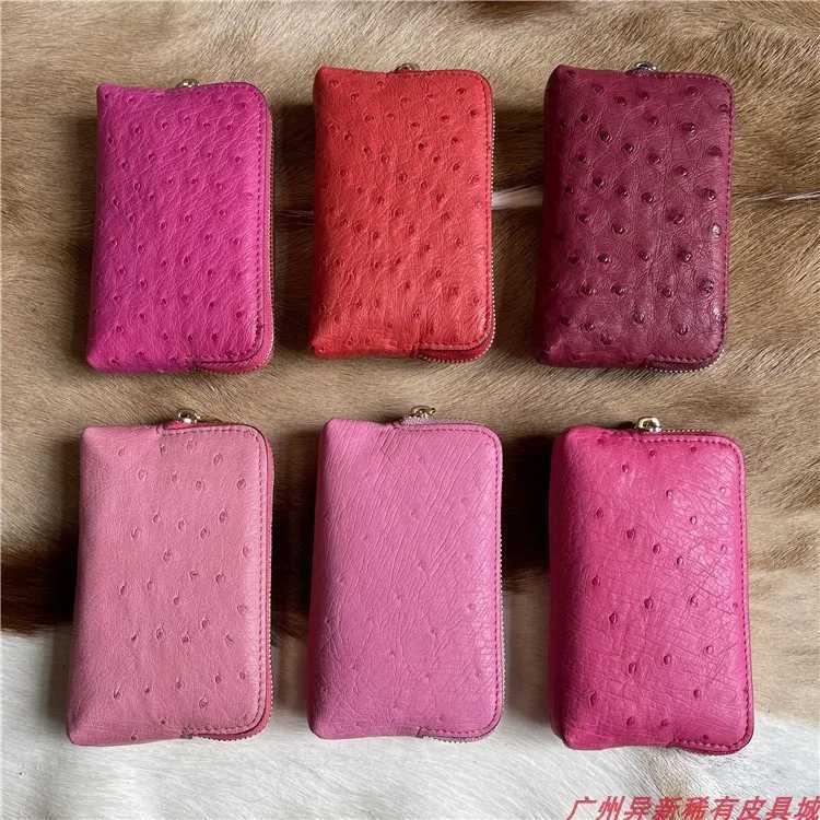 Ostrich Leather Pickup Bag Large Capacity Mens And Womens Coin Purse Genuine Leather Key Bag Fashion Lady Zipper Card Bag 45 Z250621