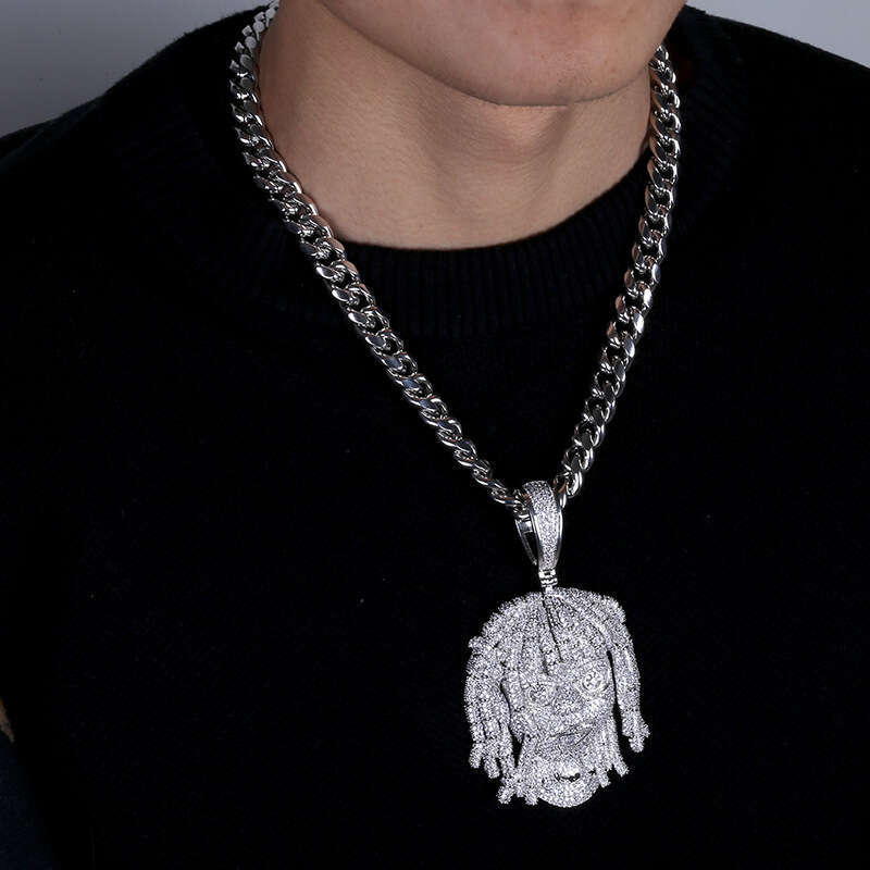 Hip Hop Oversized Portrait Pendant Micro Paved Zircon Unisex Trendy Accessory