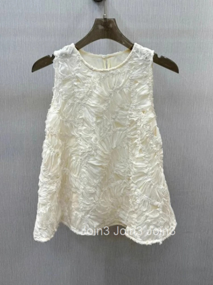 2025 Womens Clothing Sleeveless Blouses Temperament Tops Camisas De Mujer O-neck Sleeveless Loose Folds Summer Blouse Shirts