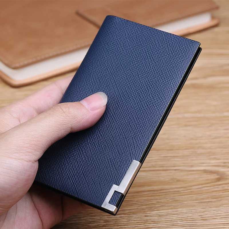 New Mens Wallet Ultra thin 100% Genuine Leather Mini Card Holder Men bi-fold Purse Can Hold Drivers License High quality Z250621