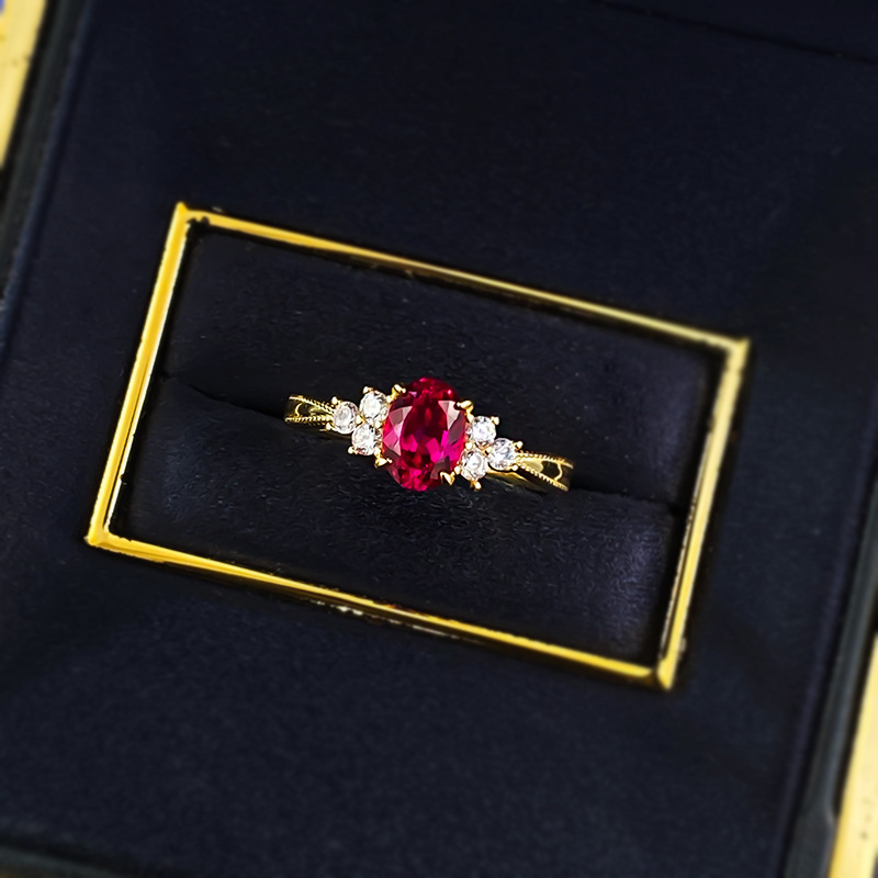 Choucong Vintage Fashion Jewelry Genuine 100% 925 Sterling Silver Oval Cut Red Garnet Lab Moissanite Diamond Party Eternity Women Wedding Bridal Ring 