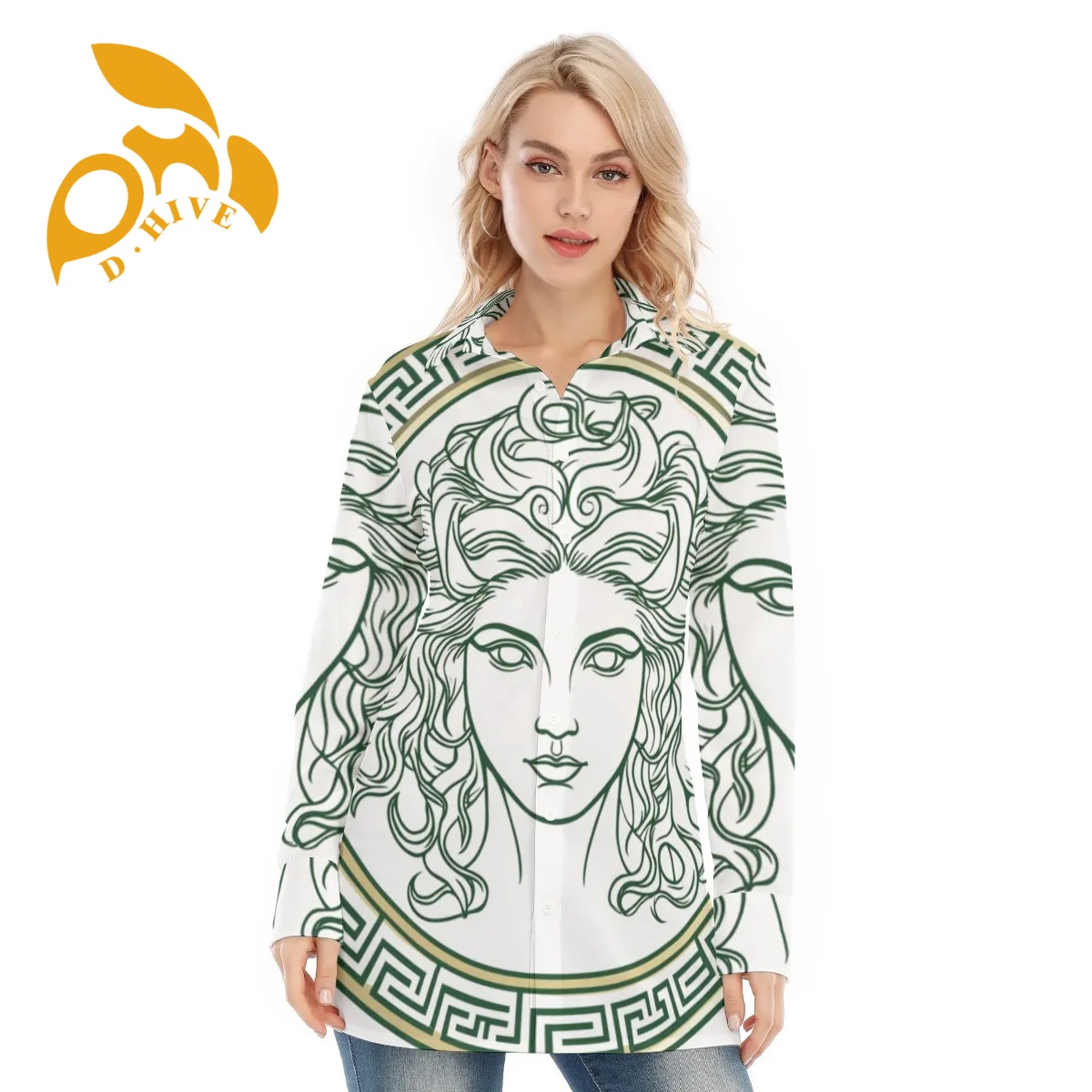 Free shipping Customer customization All-Over Print Women's Long Shirt Design fashion Show off one's figure sexy Breathable