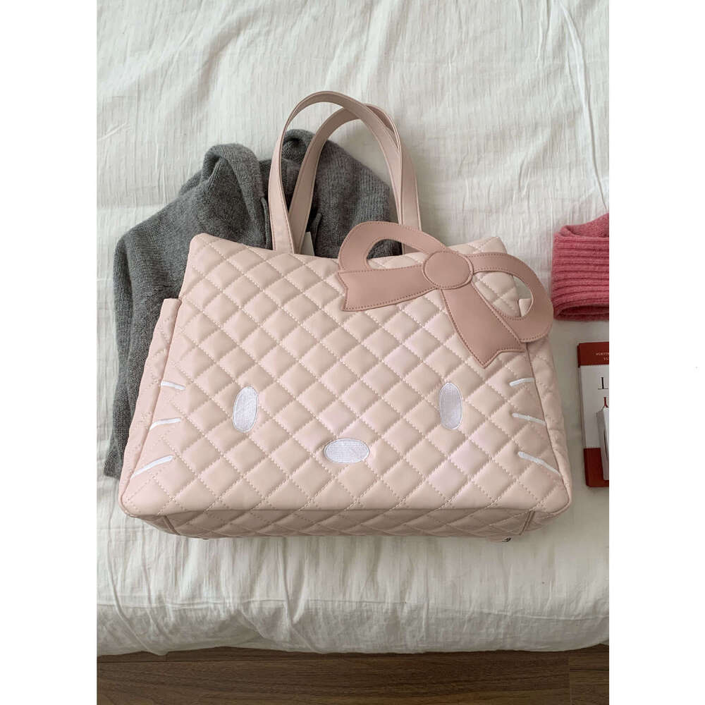 designer bag Korean Style Cute Cartoon Cat Handbag Women's 2024 New Quilted Tote Bag Large Capacity Backpack