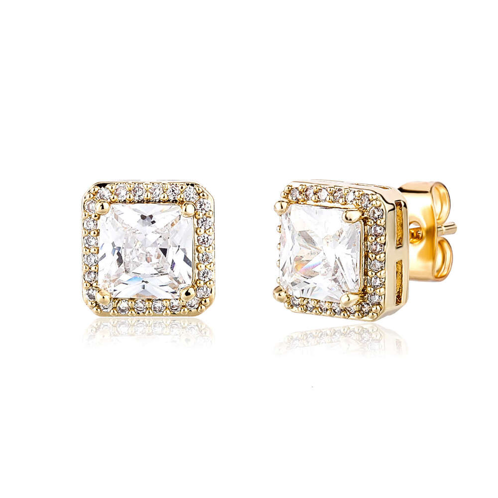 Jin Ao New Emerald Square Zircon Earrings Korean Fashion Elegant Simple Geometric National Trend Small Ear Jewelry