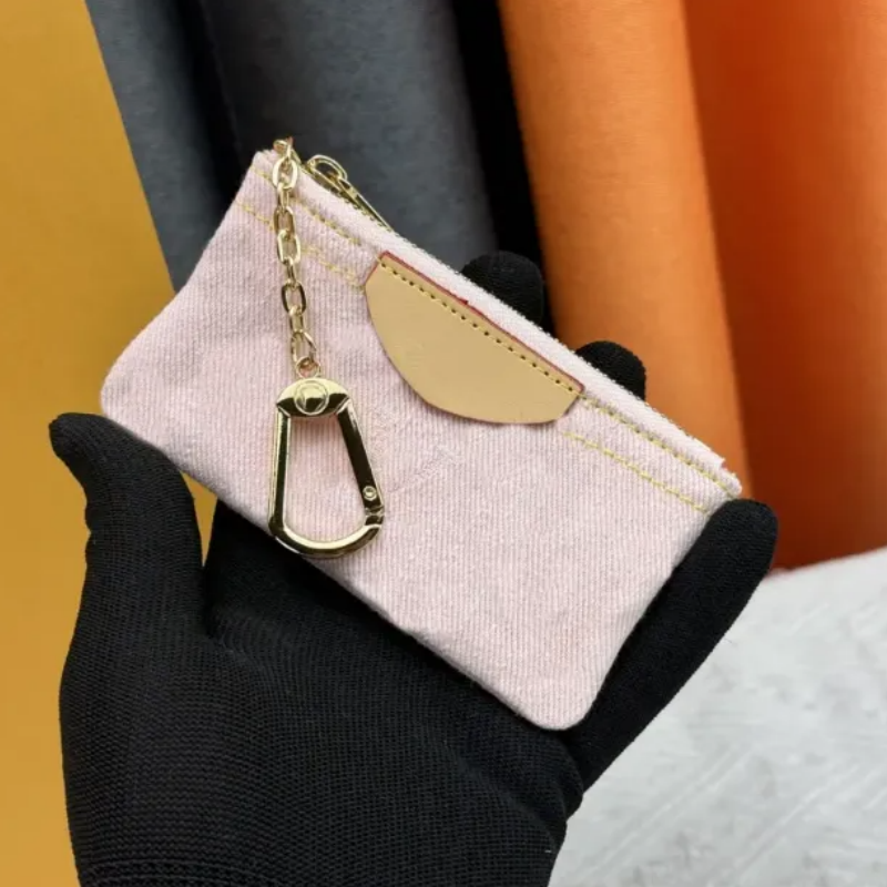 NEW KEY POUCH 62650 POCHETTE CLES Designers Fashion Women Men Key Ring Credit Card Holder Coin Purse Mini Wallet Leather Handbags Dust bag With Box Pink keybag
