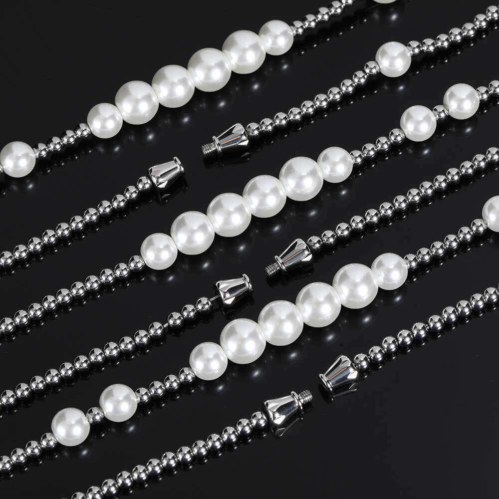 Hip Hop Stainless Steel Ball Bead Mixed Glass Pearl Necklace Palace Style Niche Design Clavicle Chain c160