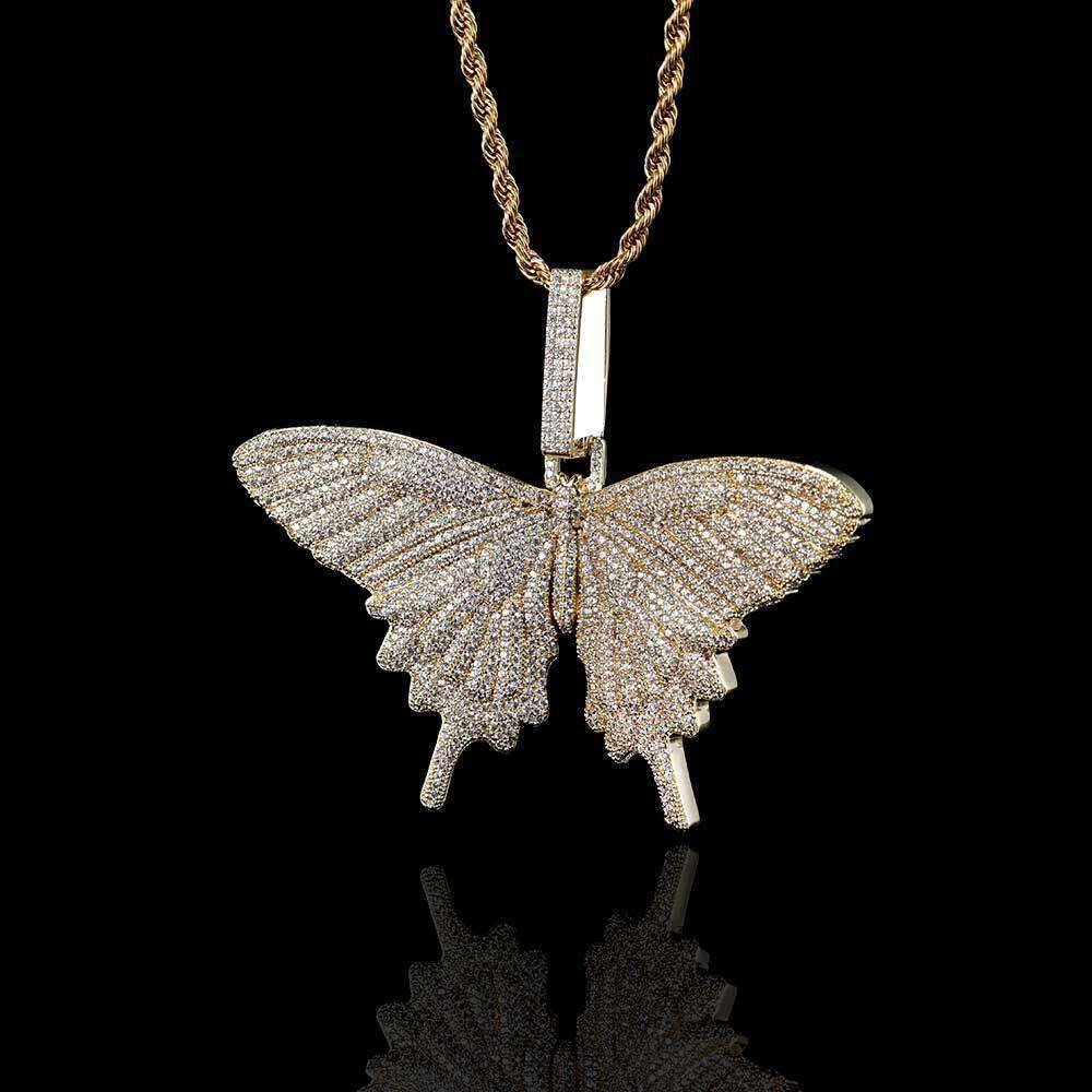 Hip Hop Zircon Large Butterfly Trendy Brand Personality Women's Necklace Jewelry Sweater Chain Accessory Pendant 7fa6