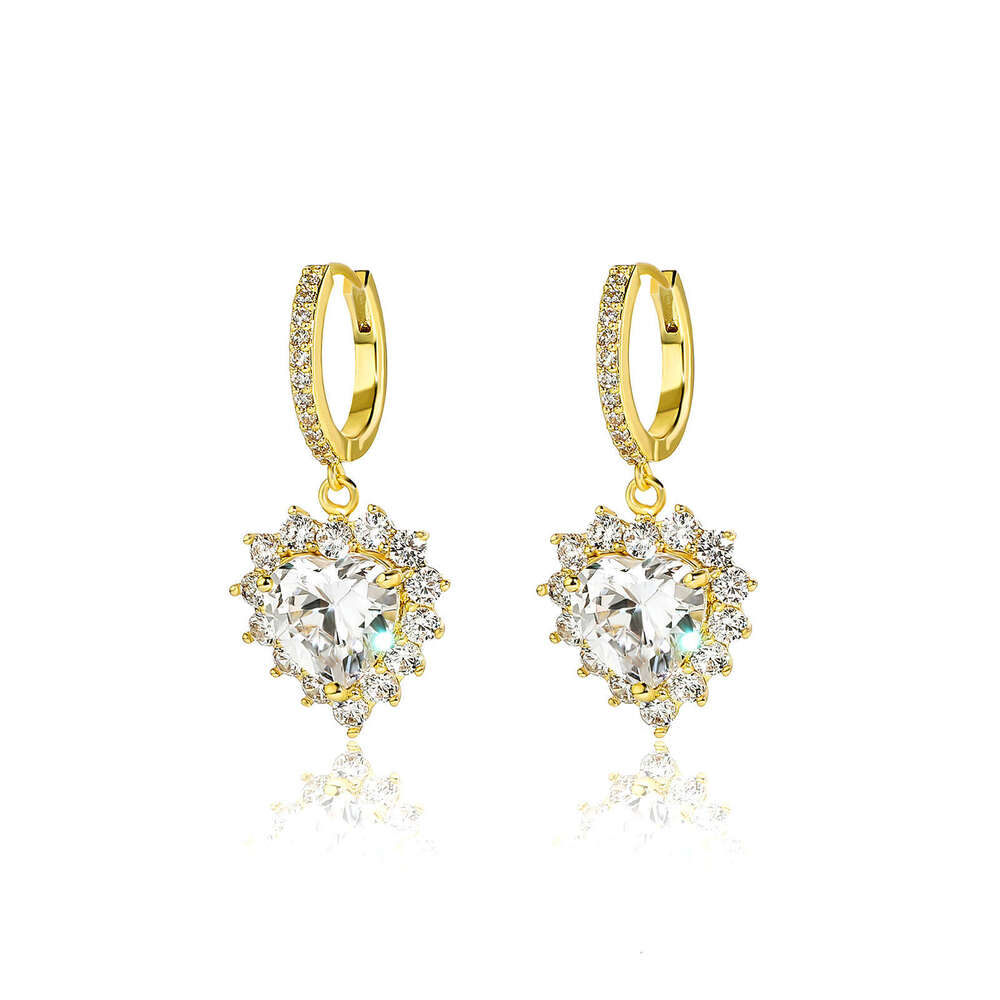 Jewelry Gold Australian Heart-shaped Zircon Earrings Ins Internet Celebrity High-end Design Sense Women's Trendy Ear Accessories