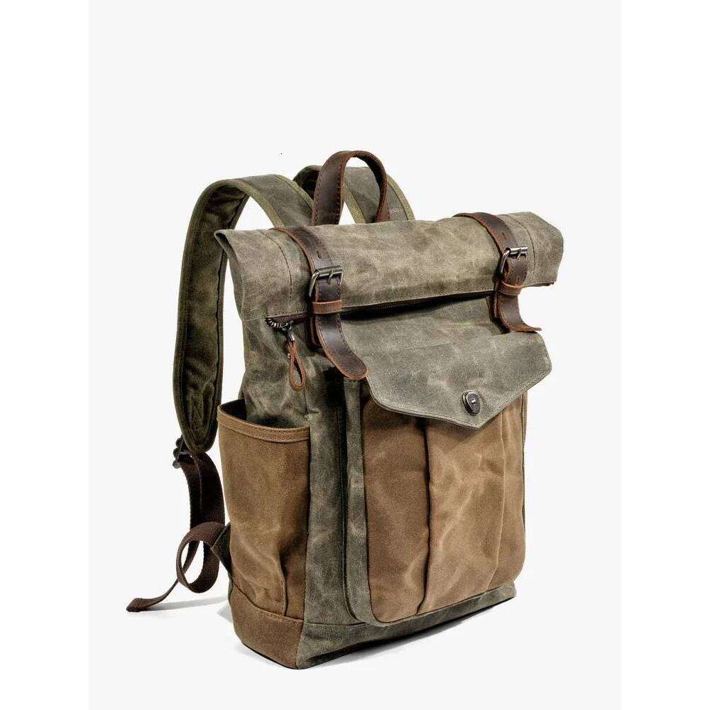 Designer bag MUCHUAN Vintage Backpacks for Men Oil Wax Canvas Leather Travel Backpack Large Waterproof Daypacks Retro Bagpack