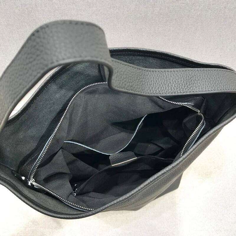 Designer bag Genuine leather women's large capacity commuting Tote high-quality cowhide bucket bag one shoulder handbag