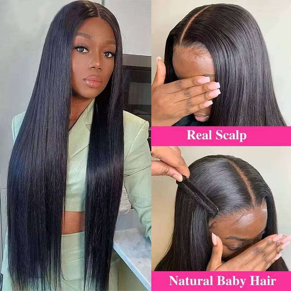 V 30 34 Inch Remy Brazilian Straight Leave Out No Glue Upgrade U Part Human Hair Wigs