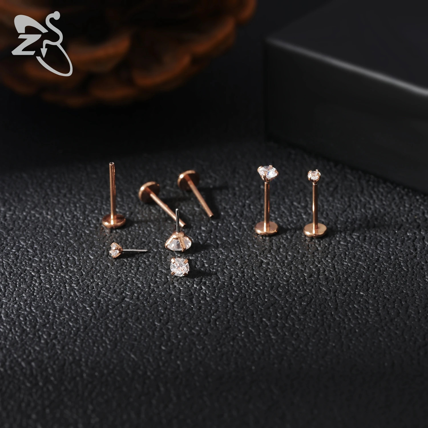ZS 10 Pcs/lot Plug-In 16/18/20G Stainless Steel Labret Lip Piercing Men CZ Crystal Cartilage Tragus Helix Piercings 6/8/10/12MM 250617