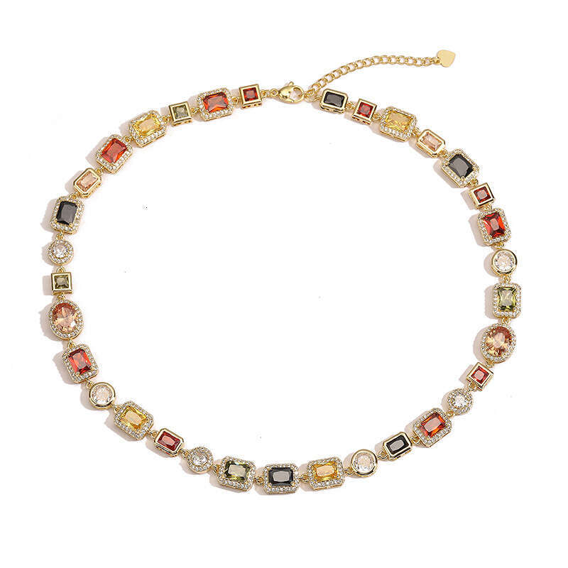 Luxury Jewelry Designer Bracelet, Necklace, Geometric Set with Colorful Diamonds, Shining and Non Fading, High Grade, Miyan Style Bracelet, Necklace, 