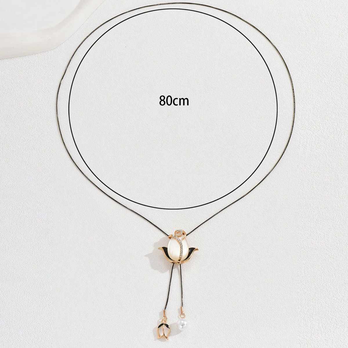 Clarbone Chain For Women, Beautiful Cat's Eye Stone Tulip Floral Design Necklace, Simple And