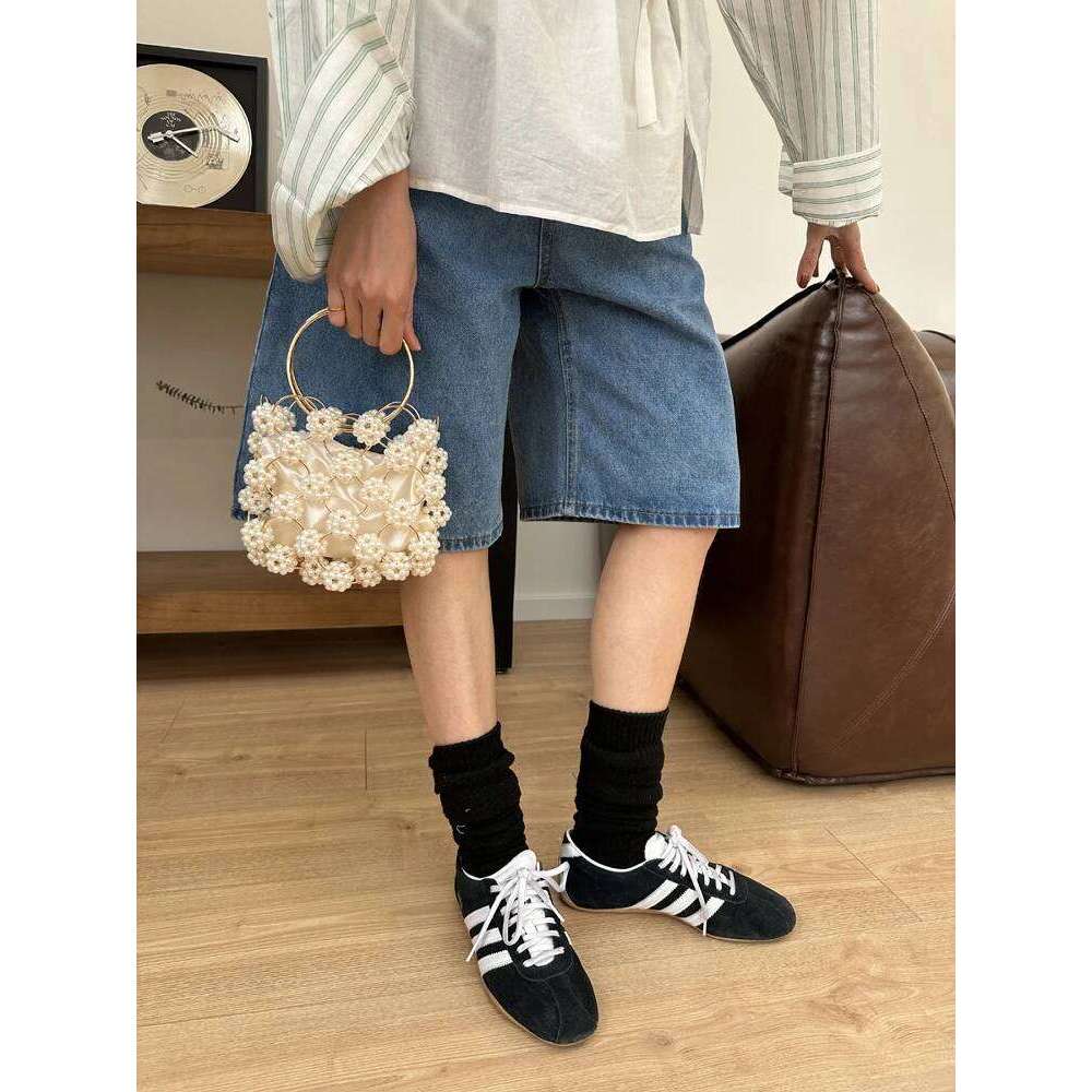 Designer Bag Pearl Handbag Flower Bucket Bag Women Handmade Clear Beading Evening Clutch Purses And Handbags Ladies Messenger Bags Dinner