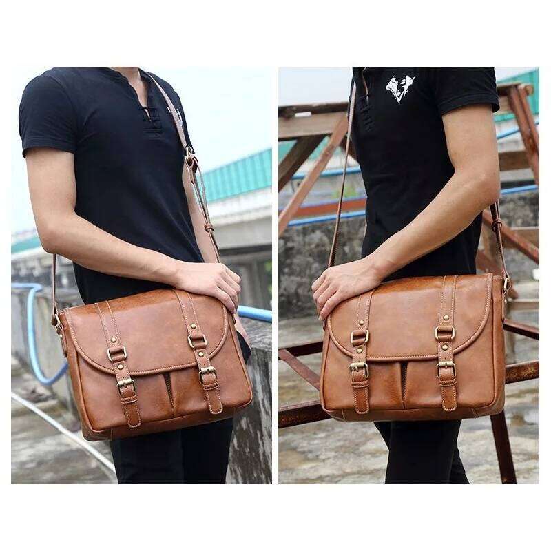 Leather Man Shoulder Retro Crossbody Bag Men Messenger Fashion Male Side Bags
