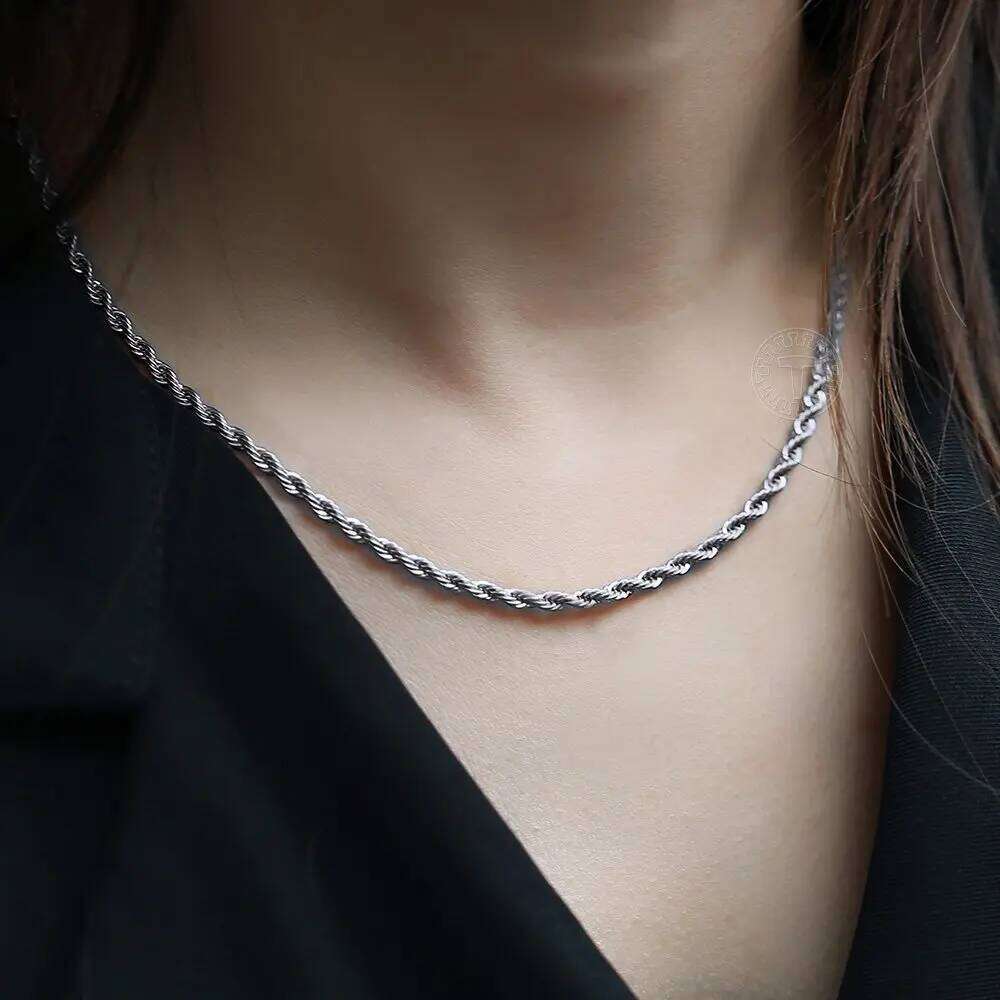 Stainless Steel Twisted Rope Link Chain 3/5/7mm Gold Sier Color Necklace for Men Women Jewelry Accessories Good quality